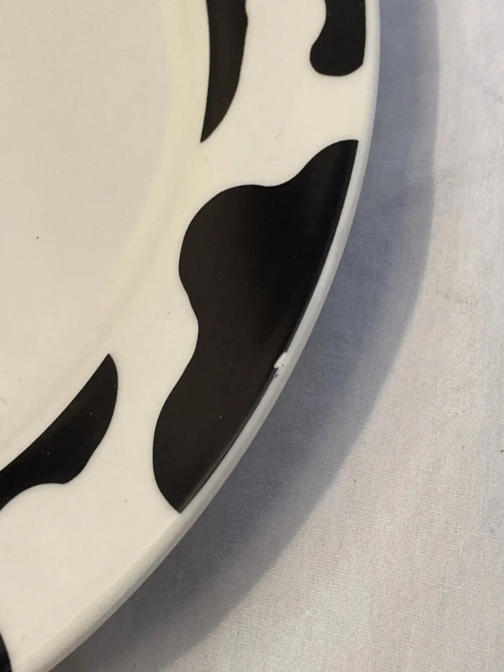 Vintage Cow Print Salad Dessert Plates Set of 2 Black White Stoneware 7.5